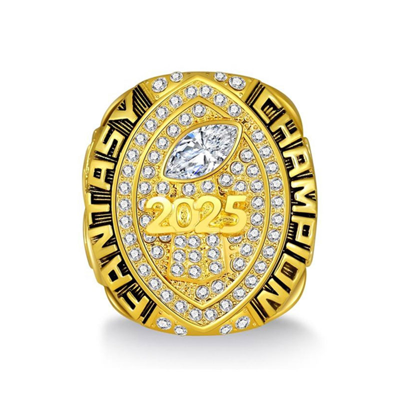 Custom Fantasy Football Championship Rose Gold Plated Sport Ring FFL Champion Award Trophy