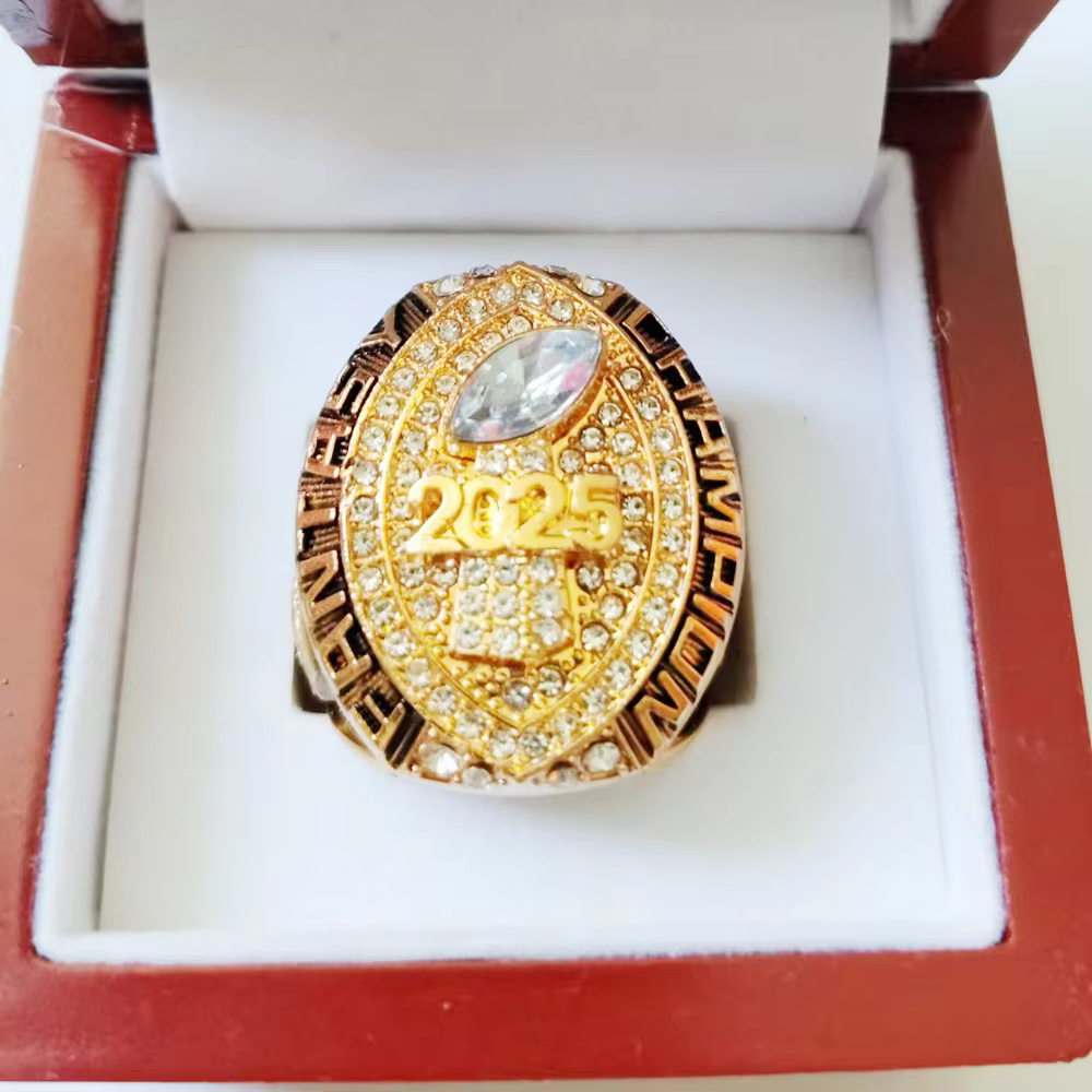 2025 Fantasy Football Championship Rings Classic Gold Plated Alloy Ring Football Sports Award Trophy