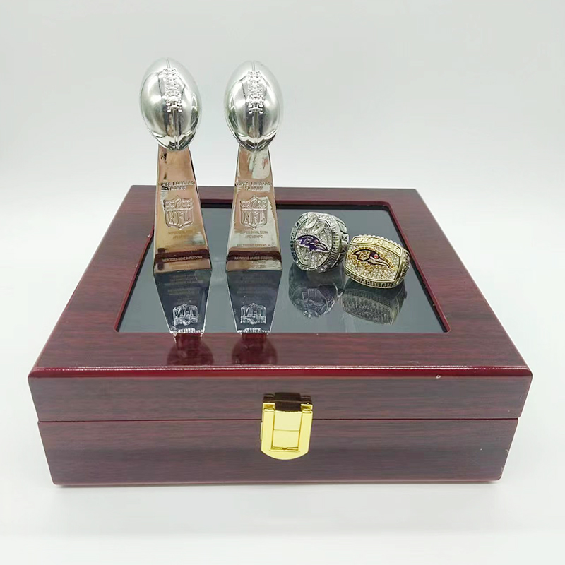2000 2012 Baltimore Championship Ring and Trophy with Display Box Sports Crafts for Sport Fans Alloy