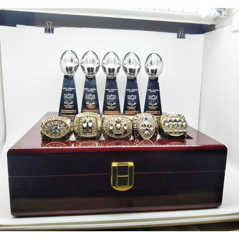 San Francisco 49ers 5-year Championship Rings Trophy Wooden Display Box Championship Ring and Trophy
