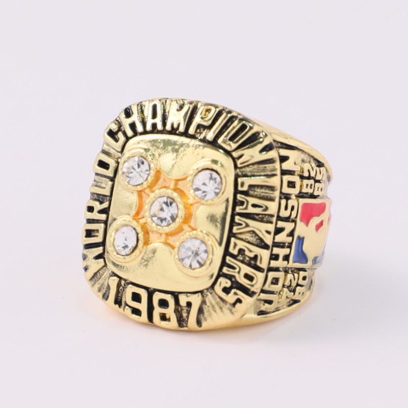 Champion Ring 1987 Sports Championship Alloy Rings Rhinestone Decor Accessories Basket Ball Football