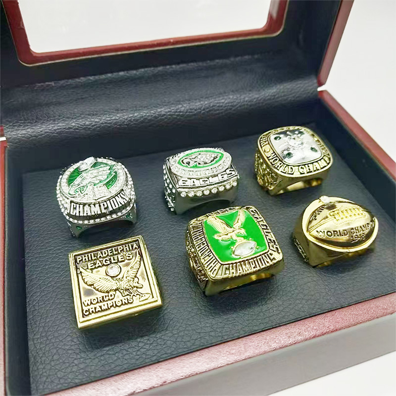 Football Champions Rings Set with Display Box World Championship Ring Sport Game Souvenir Men's